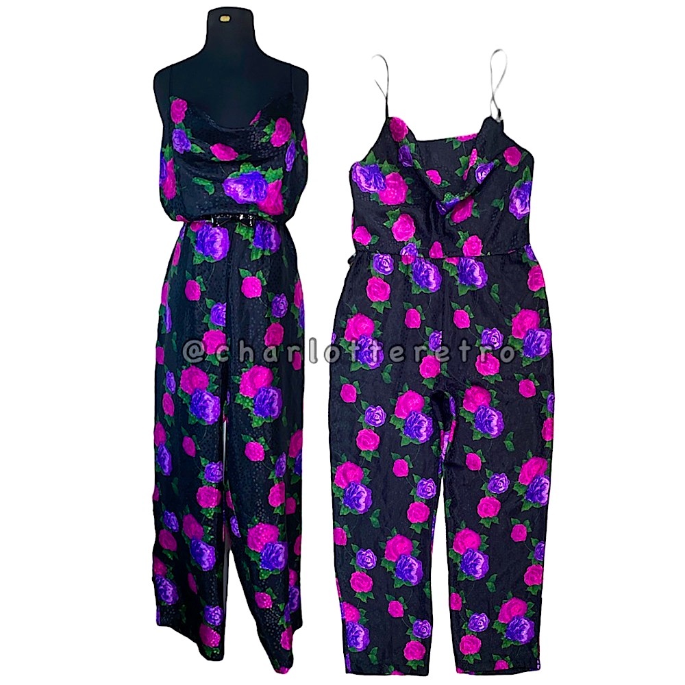 80s vtg Floral Jumpsuit Pajamas | Made in USA